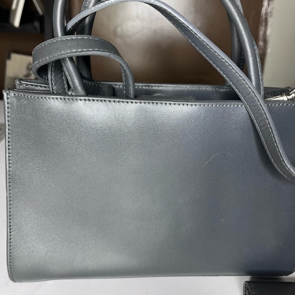 Etienne Aigner Metallic Gray Satchel w/ Matching Wallet - Picture 7 of 11